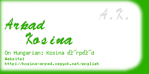 arpad kosina business card